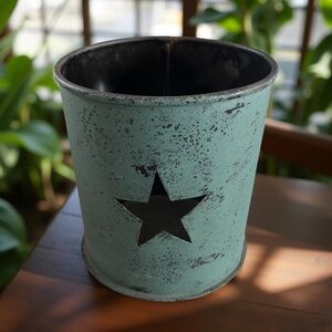 Galvanized Star Votive Tea Light Metal Candle Holder Container Decor 7”x 6.5”